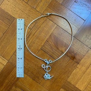 Handmade Metal Necklace with Sea Foam Stone